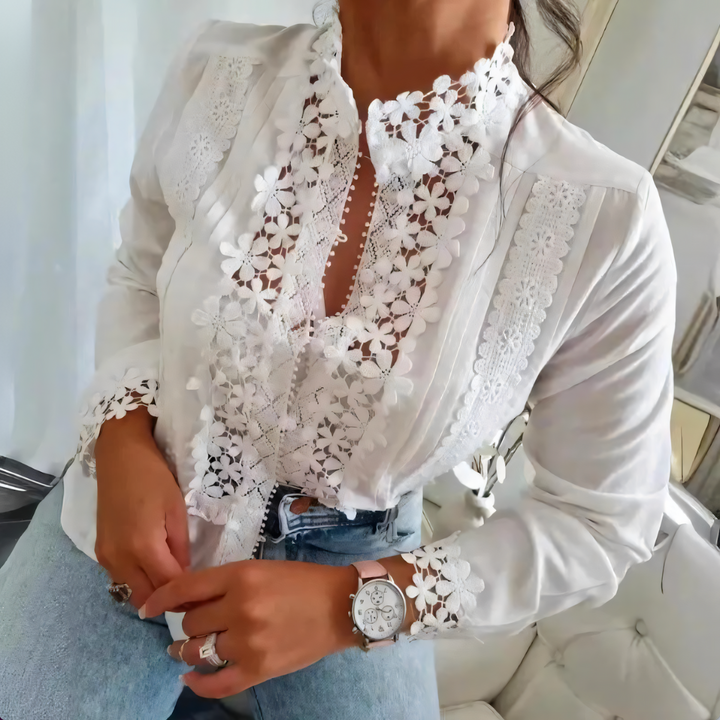 Marga - Floral blouse with lace design